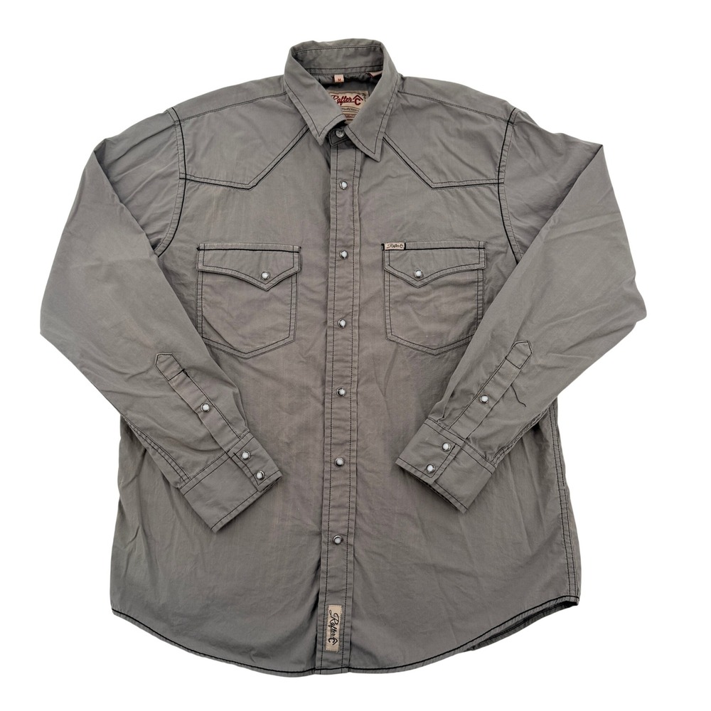 Rafter C Cowboy Collection Mens Gray Western Pearl Snap Shirt RC-1531304 Medium